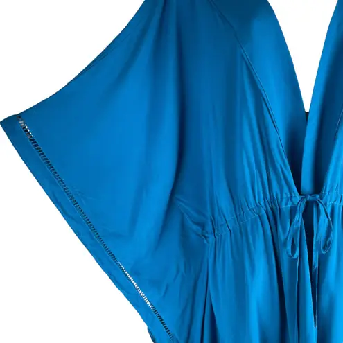 City Chic Sun Lover Swim Coverup Kaftan Embroidery Blue Size L/2X