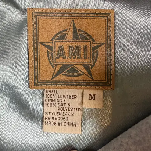 AMI Womens Gray Suede Leather Button Down Jacket Size Medium