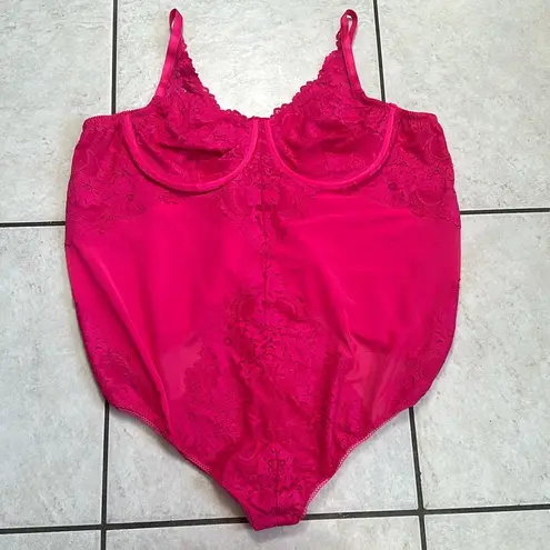 Torrid NWT  Lace Piece Bodysuit Beet Root Pink Mesh Underwire Lingerie Size 5X