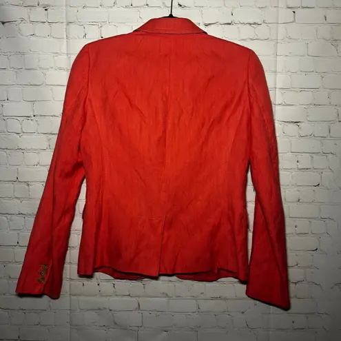 J.Crew Schoolboy Blazer Soft Rumpled Harringbone Women's Coral Pink SZ 4 Classic Red