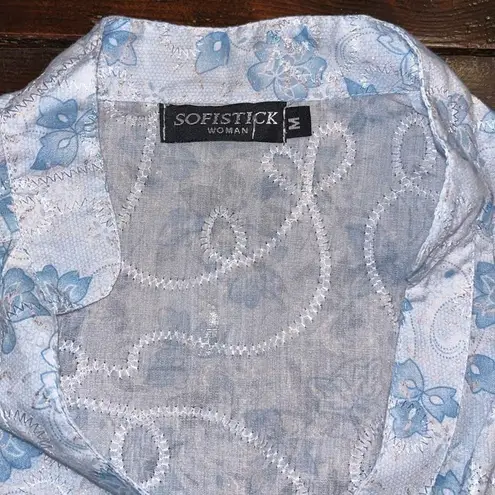 Vintage • pastel blue • modest Ladies floral blouse | Sofistick medium