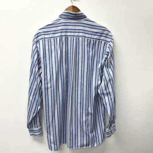Brooks Brothers 100% Cotton Button Down Striped Shirt Blue White Size M