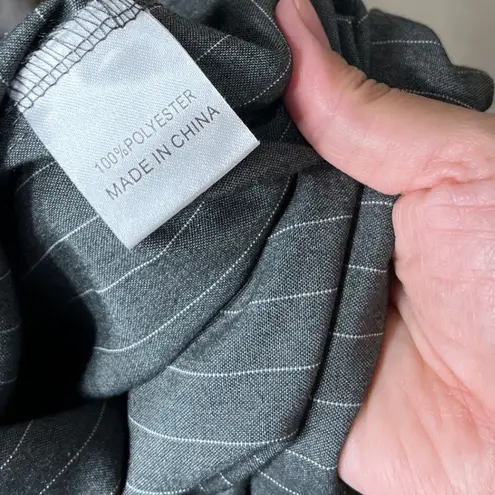 ThatsSoFetch That's So Fetch Women's Gray Pinstripe Flare Pants Tailored Trouser