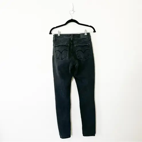 Levi's  721 High Rise Skinny Distressed Split Knee Black Washed Jeans Size 28