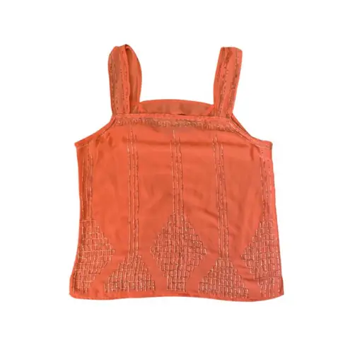 BKE Boutique Women's Burnt Orange Beaded Sleeveless Tank Top - Size L