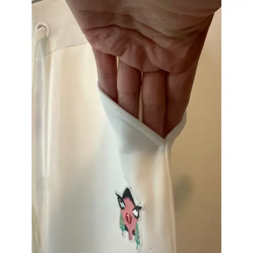 Badgley Mischka White Lounge Jogger Pants Embroidered Face Patch Size XS NWT