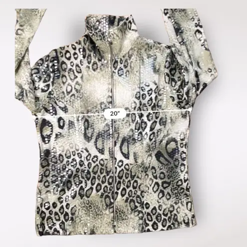 Misook Vintage Y2K Green Leopard Print Jacket Size S