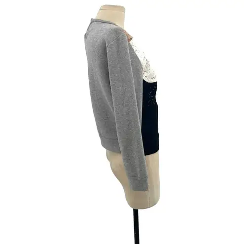 No 21 Lace Panel Sweatshirt Gray Keyhole Back Size 40 / US Small