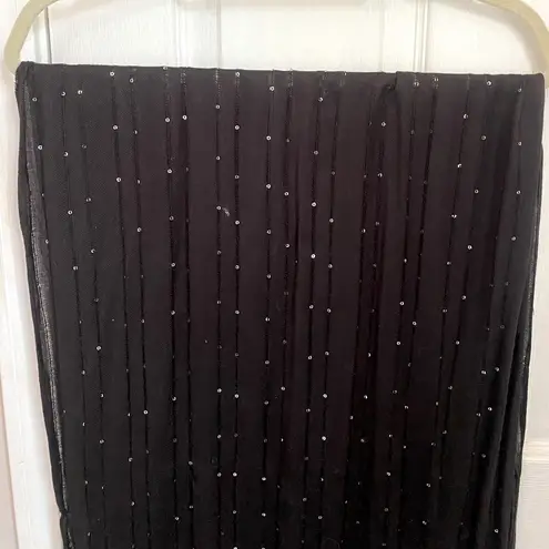 ECHO Lightweight Sheer Black Shawl with Silver Sequin Details
