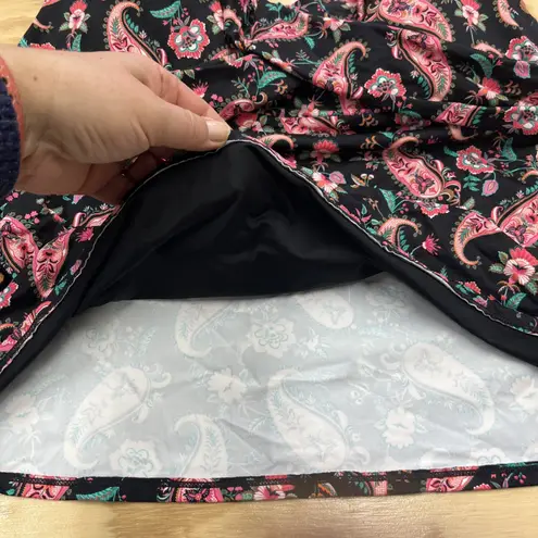 Lands' End  Swim Top Tankini Womens Black Paisley Underwire Built in Bra Size 18W