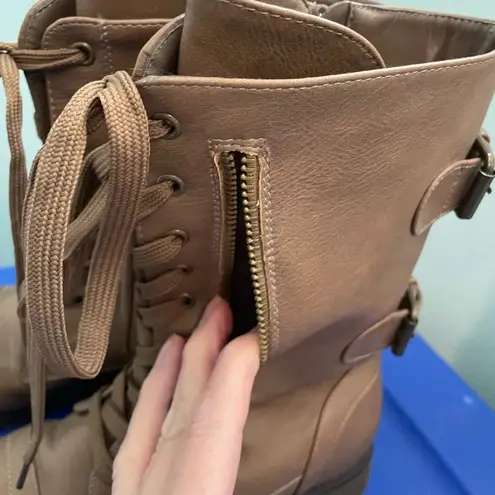 Dream Paris DREAM PAIRS Women's Winter Combat Boots Comfortable Outdoor Lace-Up Mid Calf 7.5