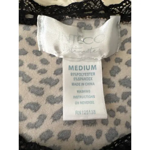 INTECCO Intimates Leopard Print Short Sleeve Nightgown Sleep Dress