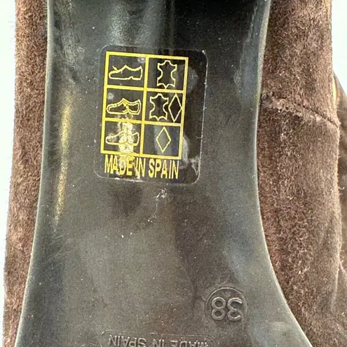 Elodie Suede Chocolate Brown Block Heel Pumps 38 US 7