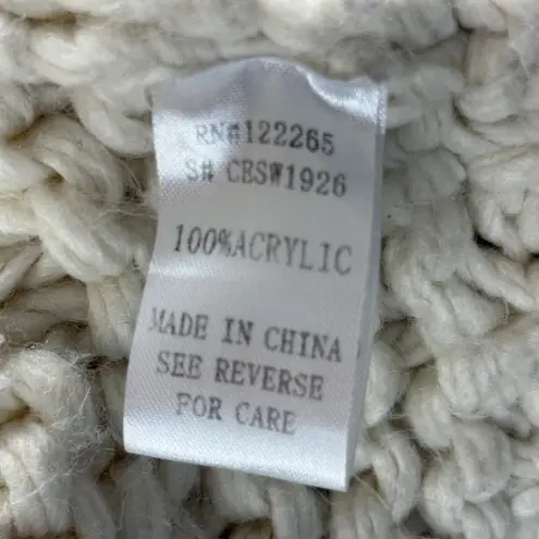 Adora Pom Pom Sleeves Cardigan Sweater Womens One Size Cream Open Front Chunky - Image 10