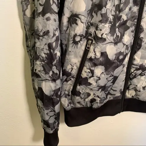 Ideology Full Zip Athletic Black Gray Floral