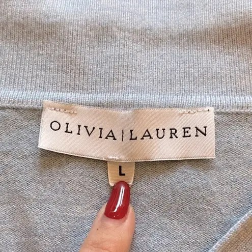 Pullover Collared Long Sleeve Sweater Cashmere Blue Size L