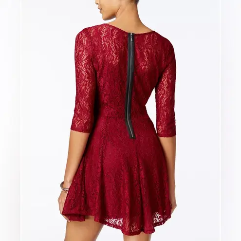 Fishbowl NWT Juniors' Burgundy Lace Illusion A-Line Dress in Size XXS