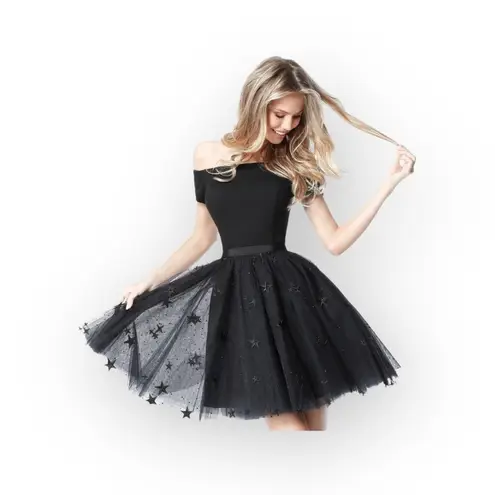 Sherri Hill new  ★ 51505 ★ Off the Shoulder Tulle A Line Cocktail Dress ★ Black 4 - Image 2