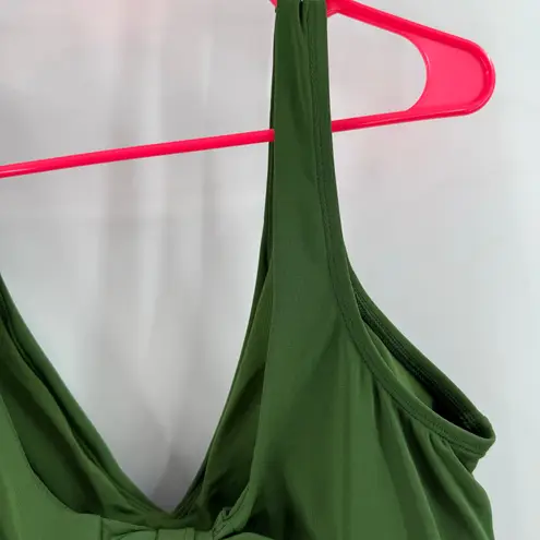 Robin Piccone Ava Tie Back Tankini Top Size Large Green NWOT Open Back Swim NEW