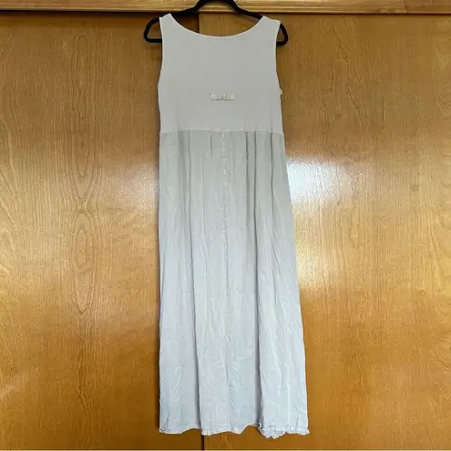 Vintage CDC Mixed Media Sleeveless Maxi Dress Size 8 Neutral Lagenlook Minimal