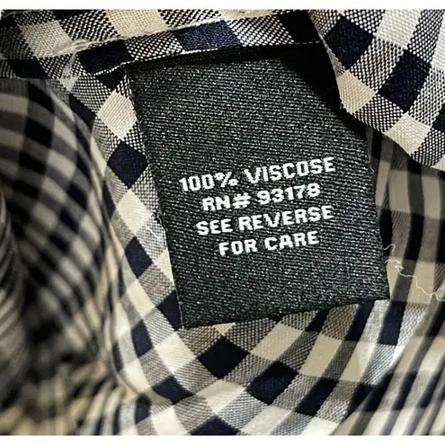 Premise Studio Women's Button Front Shirt Top Navy White Gingham Size 0X