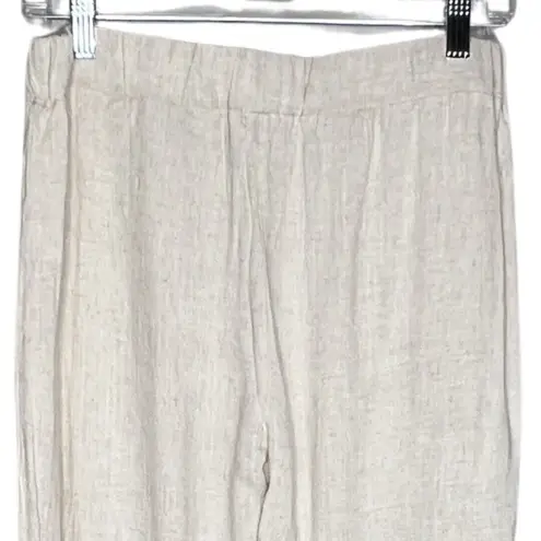 Coco + Carmen Pants Womens Medium Cream Linen Blend Cropped Frayed Hems Neutral