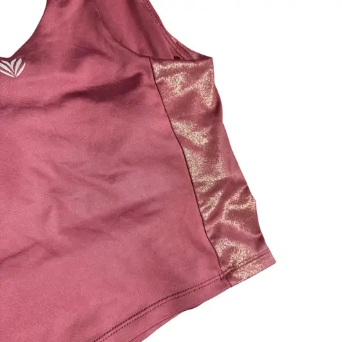 Forever 21 Pilates Princess Fuchsia Rose Pink Shimmery Workout Crop Top Sports Bra