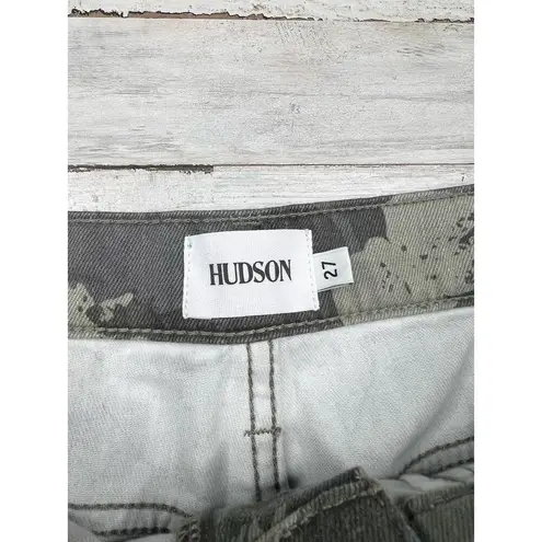 Hudson GRACIE Camouflage Pattern Frayed Hem Five Pocket Cutoff Shorts Size 27 Green