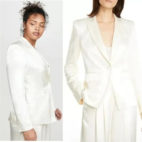Veronica Beard Athens Satin Peak Lapel Blazer In Off White blazer size 0 - Image 2