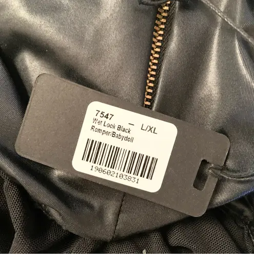 Mapale Black Wetlook Romper Lingerie Set NEW Size L/XL
