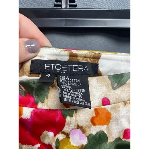 Etcetera Pink Floral Pencil Skirt Size 4 Gathered Ruched Lined Knee Length (b28.