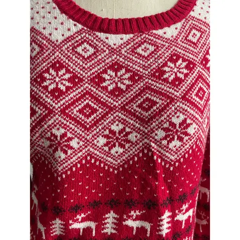 Prince & Fox Red Fair Isle Reindeer Christmas Sweater Medium