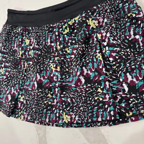 Lija Pindot Swing Printed Tennis Skort Skirt Womens Medium Black/Purple Athletic Purple