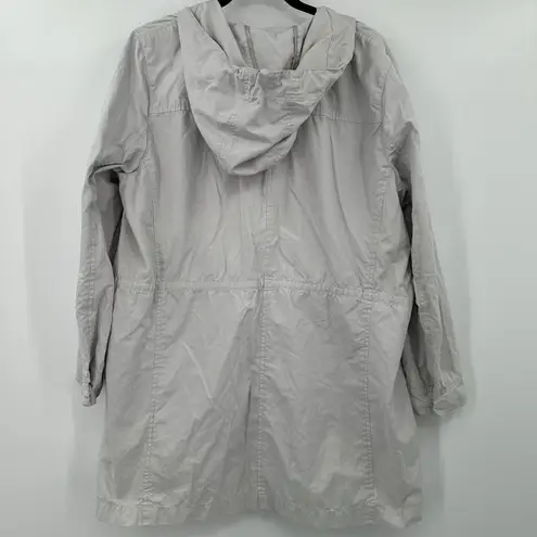 J.Jill  Tan Full Zip Snap Hooded Utility‎ Jacket Pockets Size Large