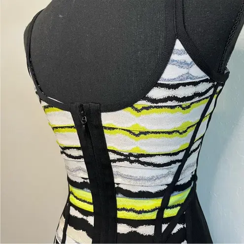 Herve Leger Rachael Striped Ripple Bandage Dress S