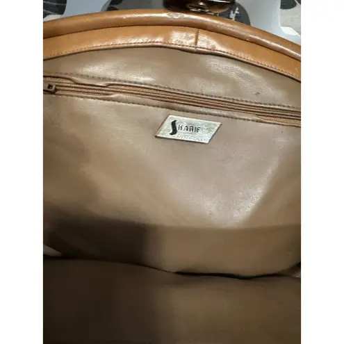 Vintage Sharif Leather Patchwork Purse 1980s Crossbody Bag Brown Tan Retro