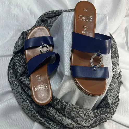 Italian Shoemakers Blue and Brown Sandals with Cushioned Insole