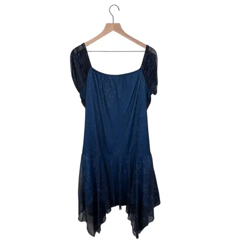 Taboo Vintage 90s Y2K Sparkly Mesh Dress Asymmetrical Hem Fairy Whimsigoth Midi