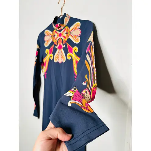 LA DOUBLEJ Navy Paisley Gold Pendant High Neck A