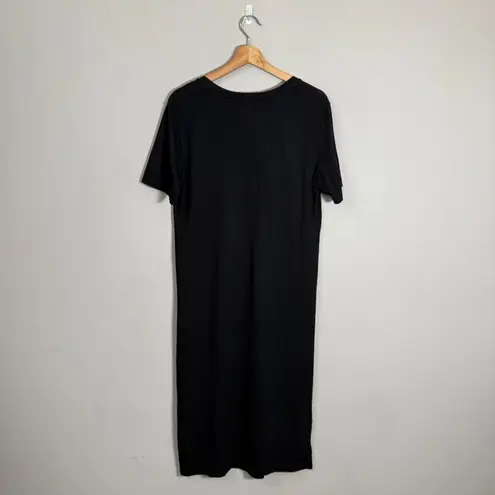 Michael Stars Sandra V-Neck T-Shirt Midi Dress Women's Small Black Casual Travel