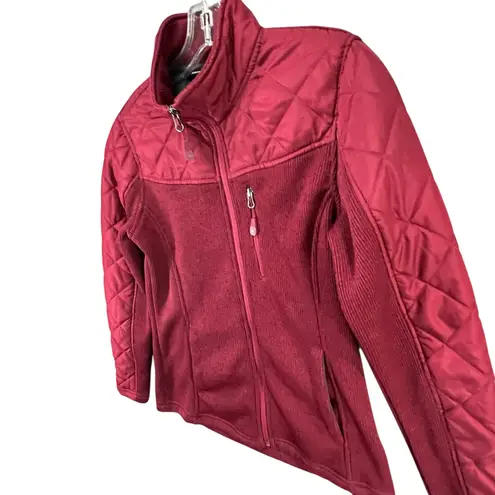Swiss Tech Jacket Women S Maroon Red Full Zip Knit Pocket Quilted Lined Outdoors