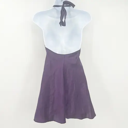 Frederick's of Hollywood Womens Regal Y2K Halter Party Slip Dress Size XS Purple