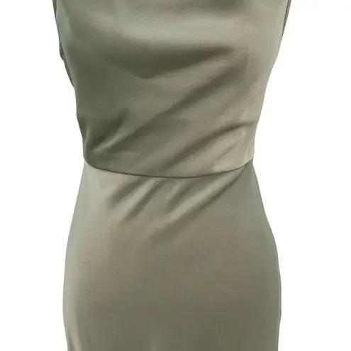 BHLDN Cali Satin Cowl-Neck Midi Slip Dress Moss Green Size US 4
