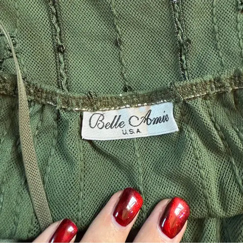 Vintage Y2K Belle Amie Asymmetrical Dark Green Spaghetti Strap Fairycore Top Size undefined