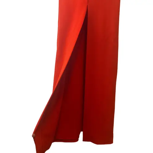 Solace London Red Ziva Crepe Maxi Dress Size 4 Sleeveless High Slit