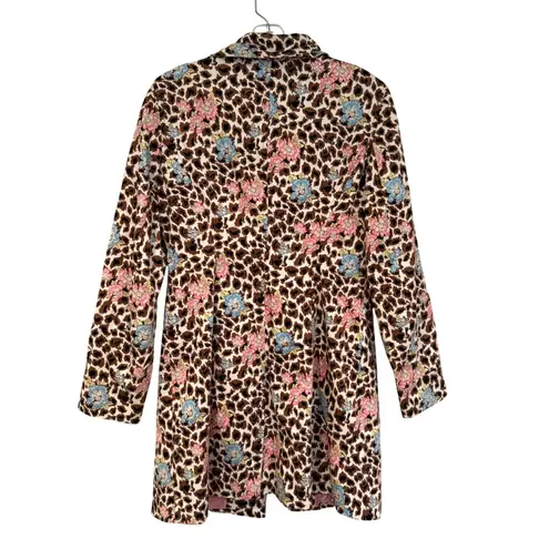 Nicole Miller Leopard Floral Jacket Womens 8 Brown Pink Career Feminine Coquette