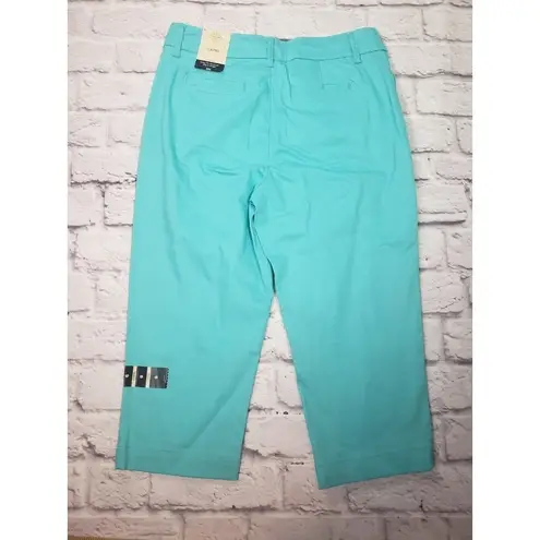 st. john's bay NEW  Women's Size 6 Aqua Blue Capri Pants Mid Rise