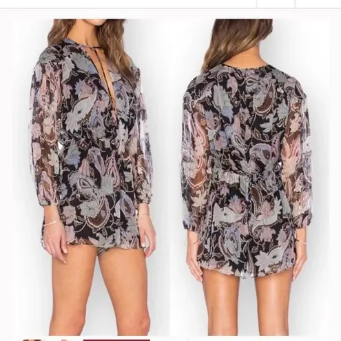 Zimmermann Like new  henna t bar low cut deep v floral silk romper