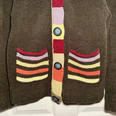 Christopher & Banks Vintage Size Small Chocolate Brown Patchwork Sweater