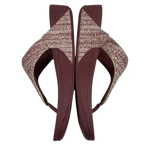 FitFlop Women's Lulu Shimmerweave Toe-Post Thong Sandals Clay Brown Size 10